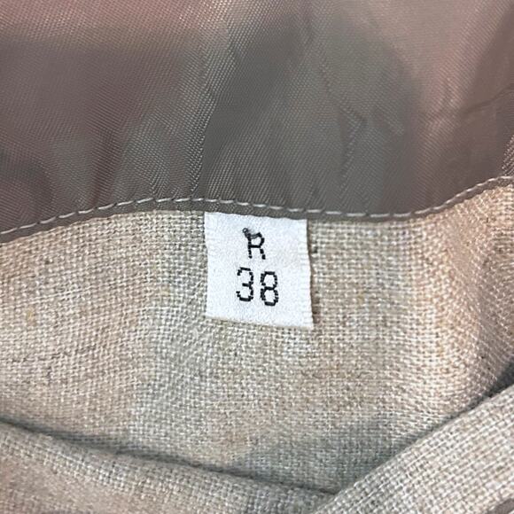 LINEN Blend BLAZER 38 R Minimalist Preppy Tan Beige Khaki Sport Coat Jacket - Picture 7 of 7